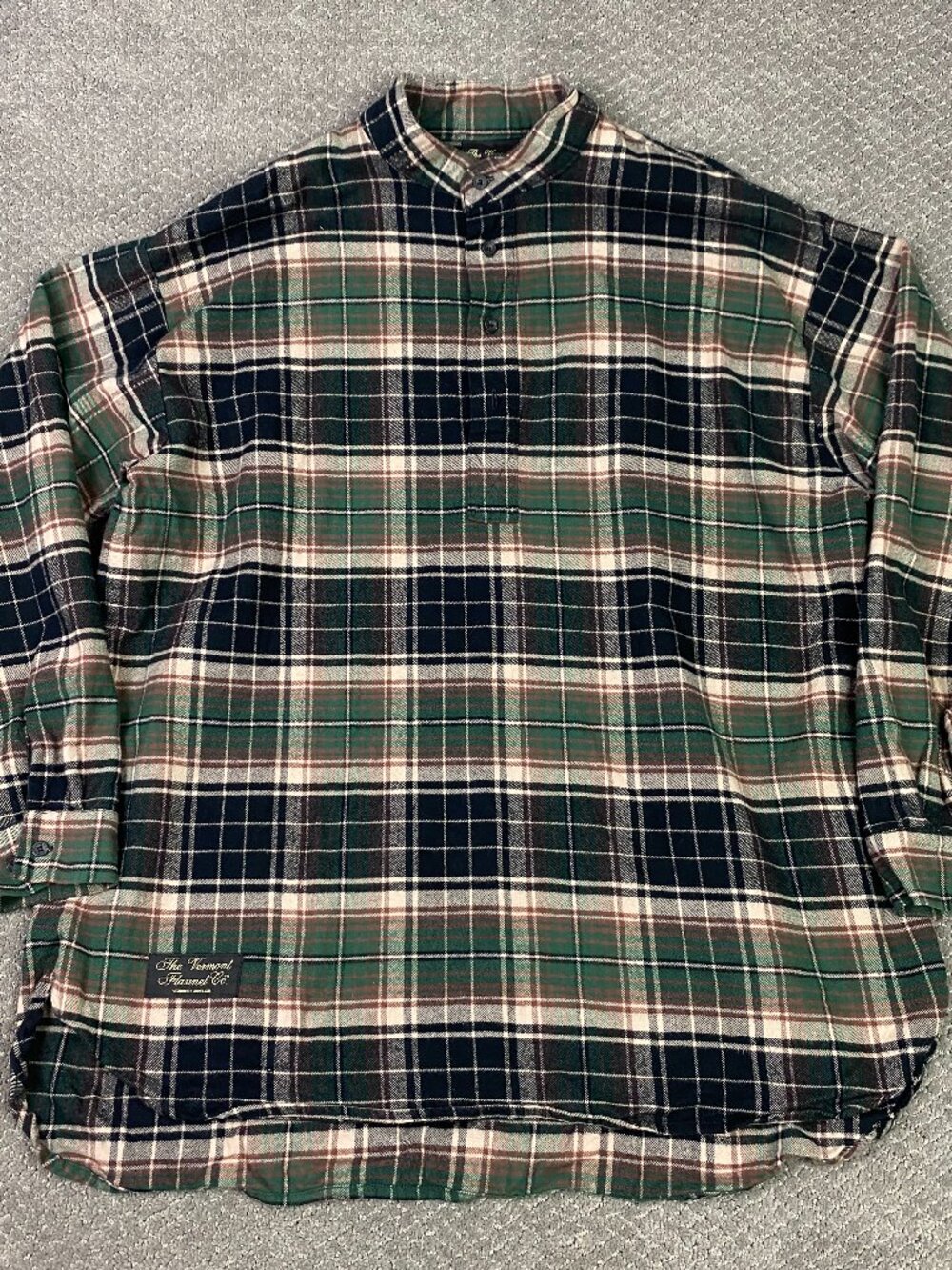 Vermont Flannel Company Shirt Mens XXL Pullover Henley Plaid Green Black